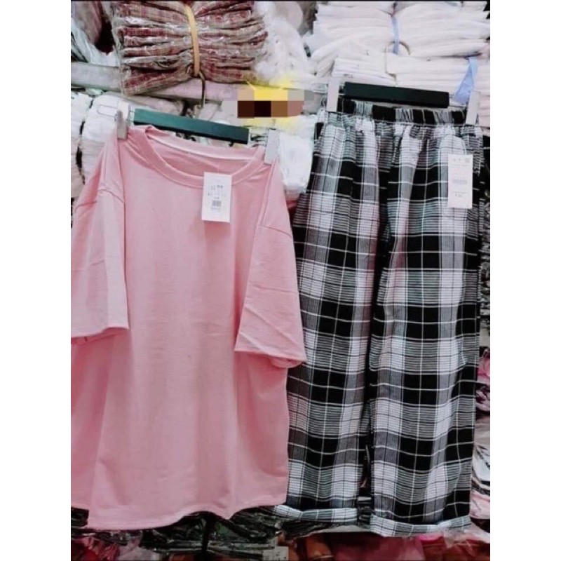 Sét Áo Thun + Quần Kẻ Xuông