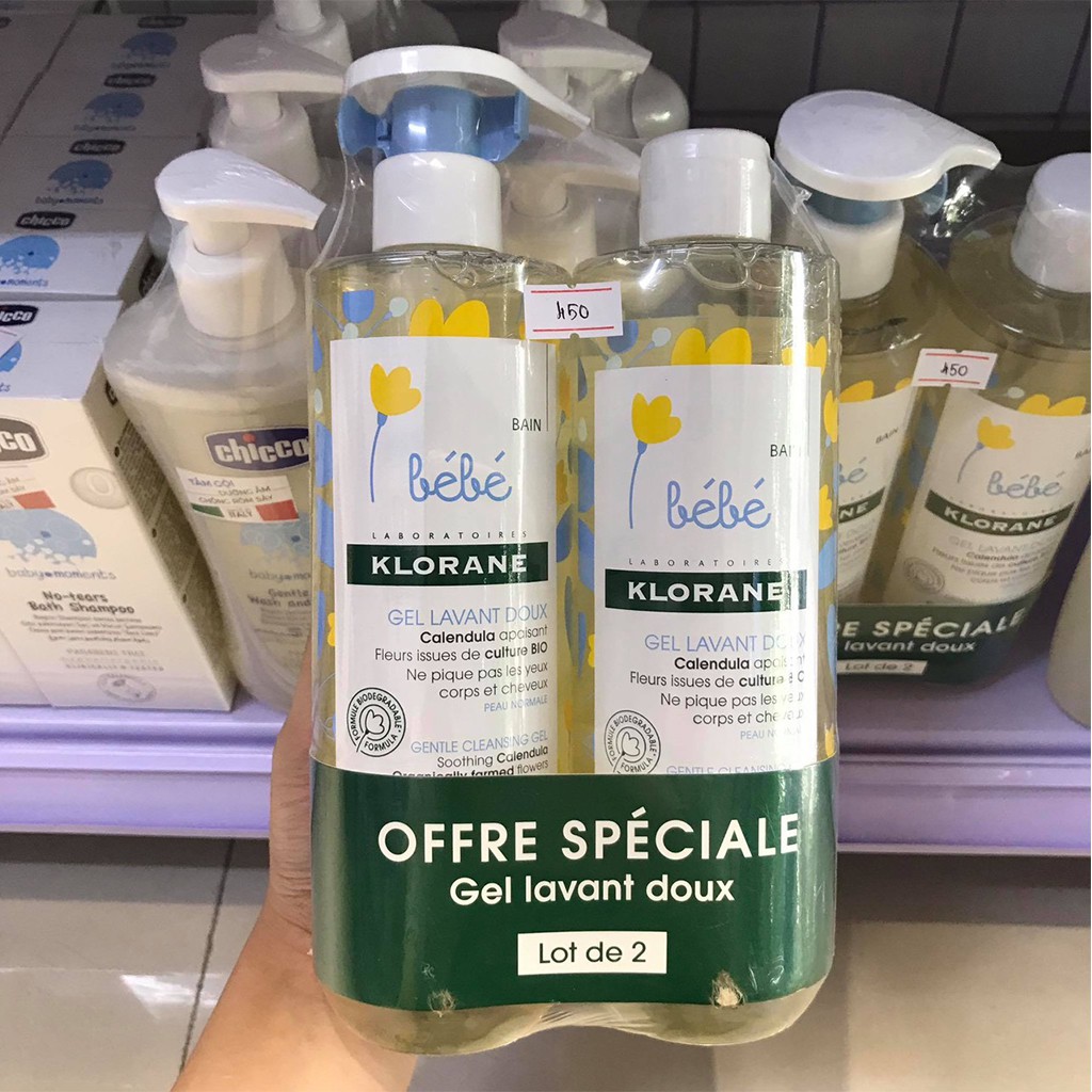 Sữa Tắm Cho Bé 🧴 KLORANE BEBE 🧴 Tắm Gội Cho Bé Từ Sơ Sinh, Nội Địa Pháp (Combo 2 Chai x 500ml) Mẫu Mới