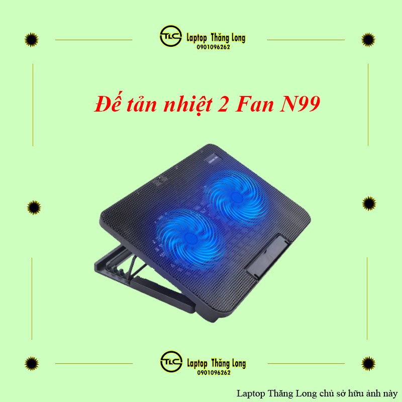 Đế tản nhiệt laptop 2 Quạt N99 - Dùng cho tất cả các dòng máy màn 12.5inch 13.3inch 14 inch 15.6 inch 17inch