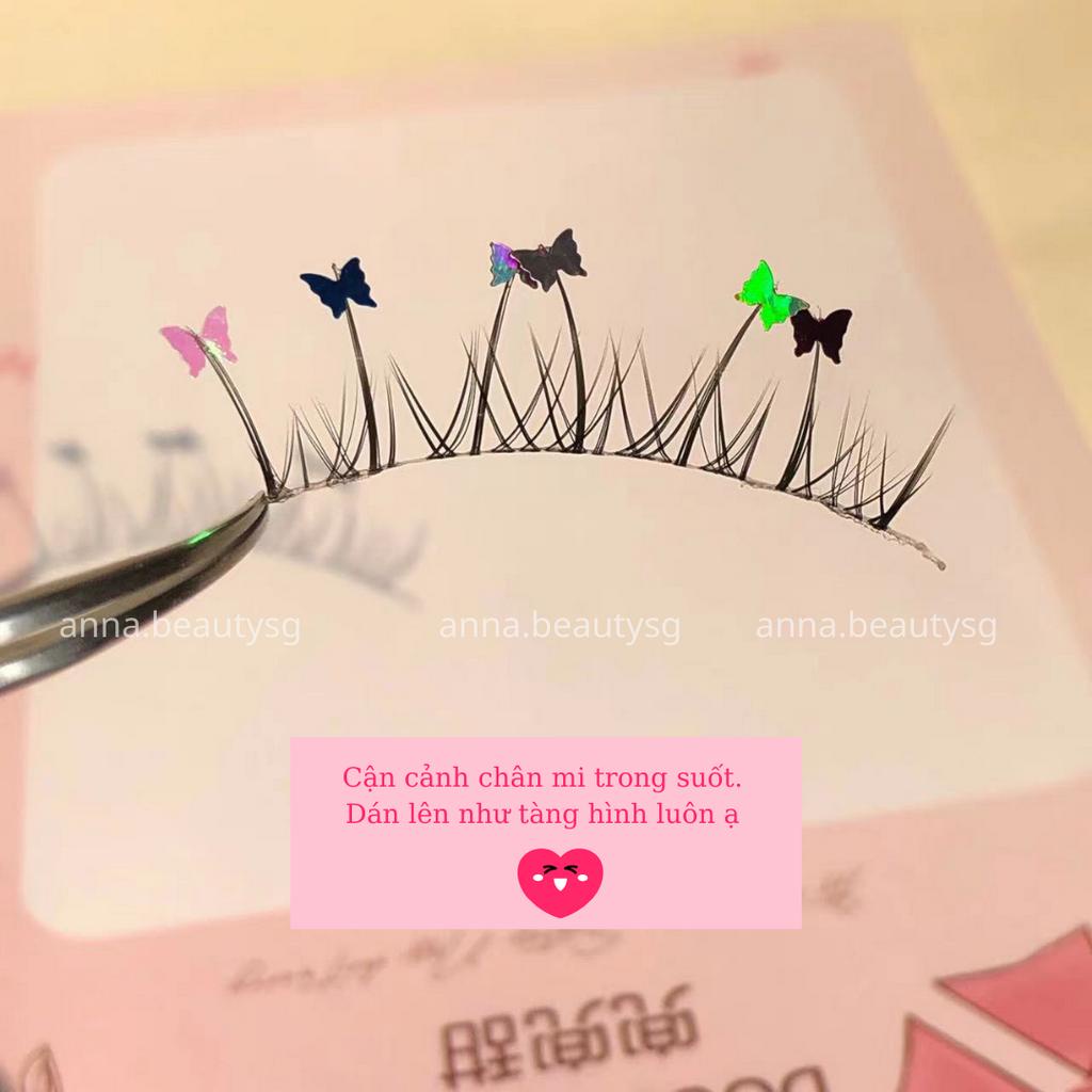 Lông mi giả gân trong có họa tiết bướm và trái tim dễ thương, độc đáo tái sử dụng nhiều lần