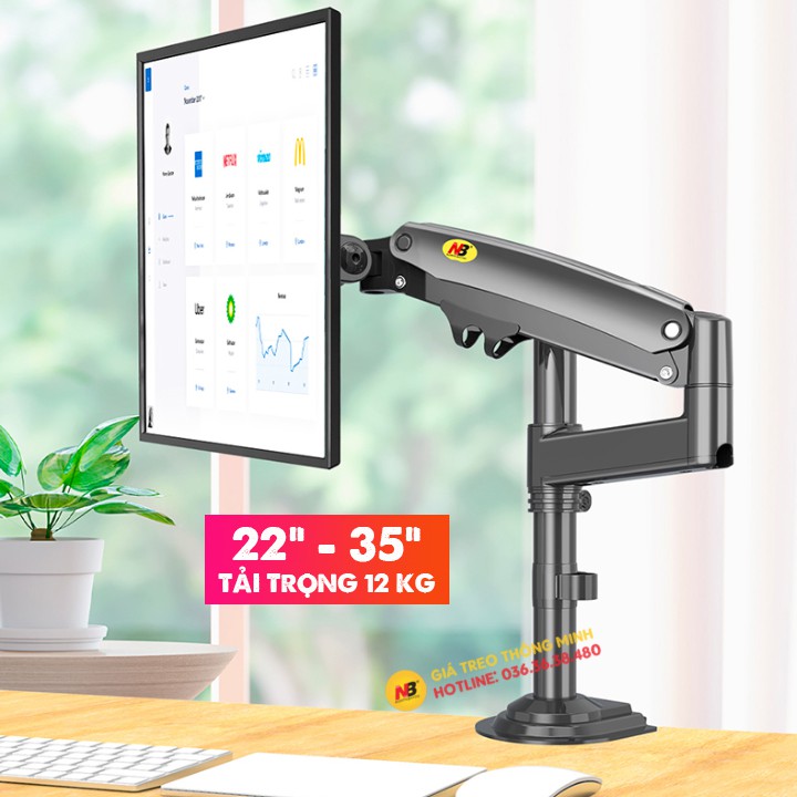 Giá Treo Màn Hình NB H100 22 - 35 Inch - Tay Treo Màn Hình Máy Tính Gắn Bàn Xoay 360 Độ