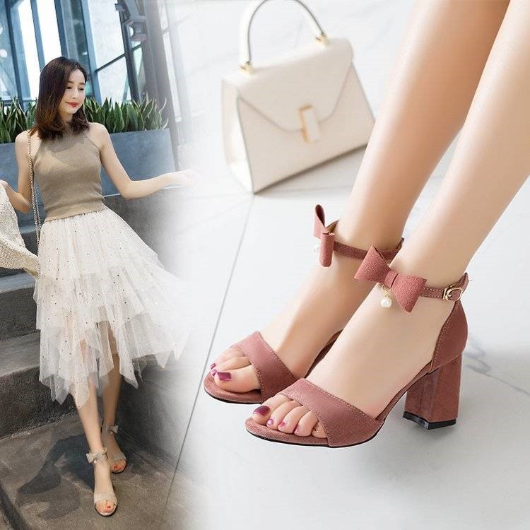 Giày Cao Gót Nơ Hạt Châu 7P Nhung CG0348 Mys Rosa Fashion Shoes