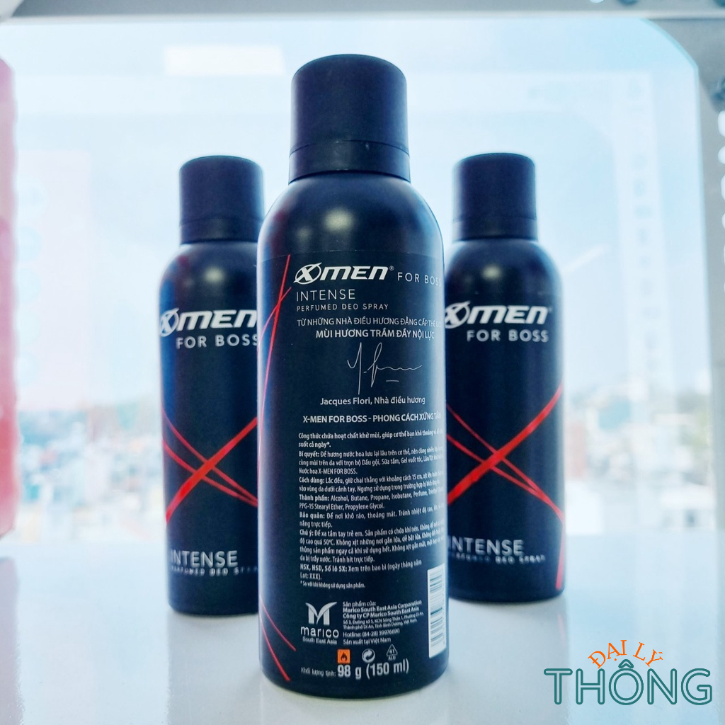 Xịt Khử Mùi Nam X-Men for Boss Intense 150ml - Lăn nách nam XMen 50ml