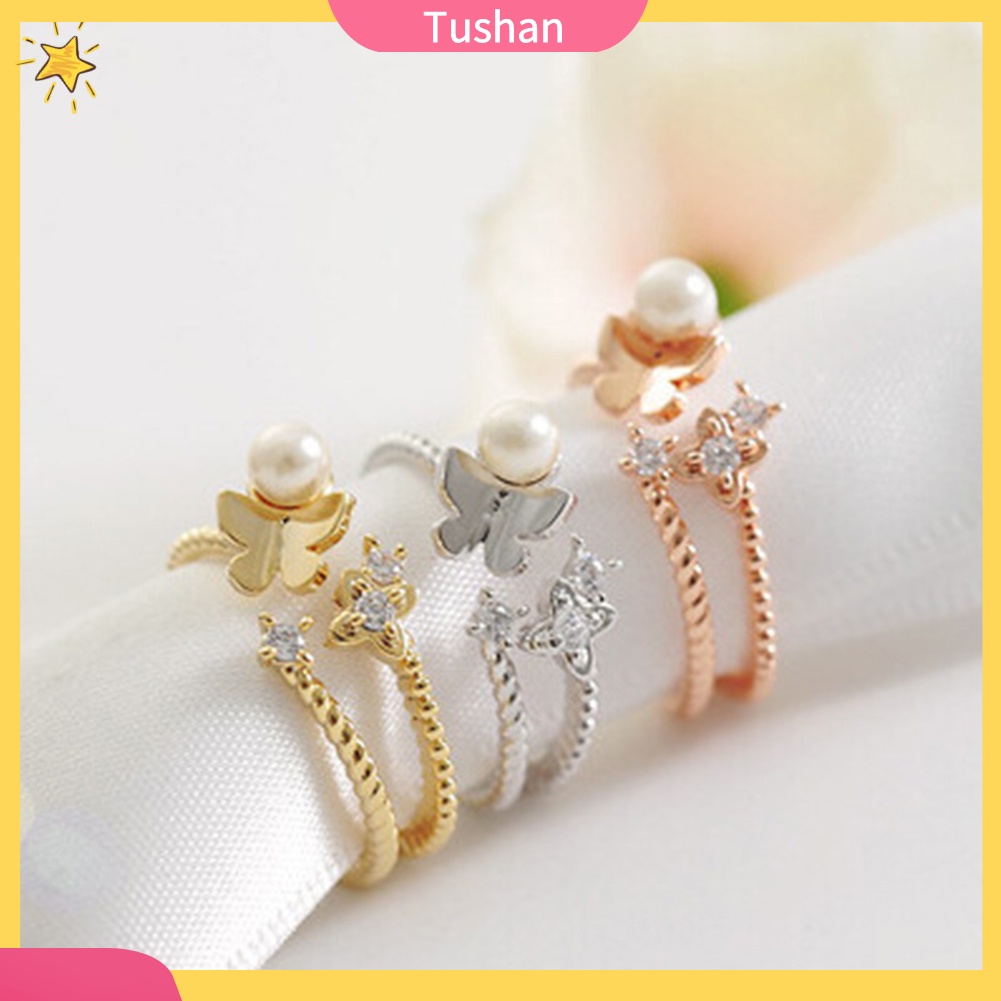 Nhẫn Hợp Kim Hình Bướm Đính Đá Xinh Xắn Cho Nữ