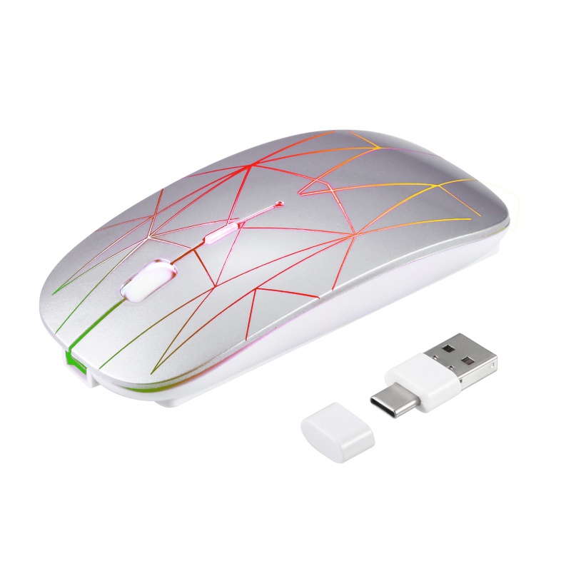 Chuột không dây Không Gây Tiếng Ồn Có Cổng USB & Type C 2 Trong 1 Màu RGB