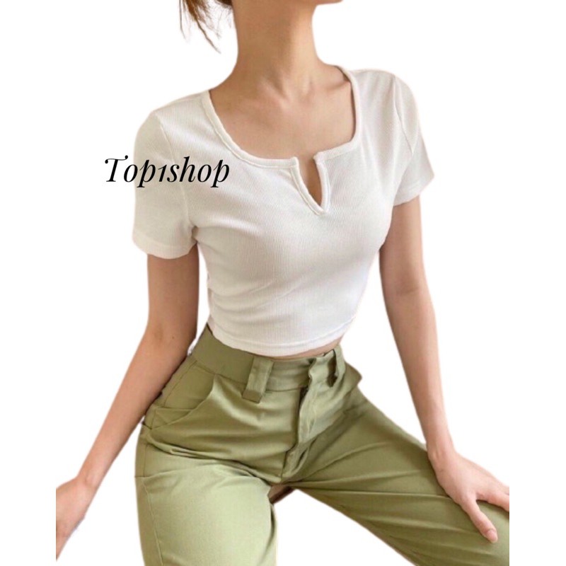 Áo croptop cổ V ảnh thật + video
