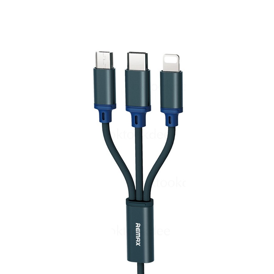 Cáp sạc 3 đầu REMAX RC 131th 3 trong 1 (Lighting, micro usb, type C) bảo hành 1 năm