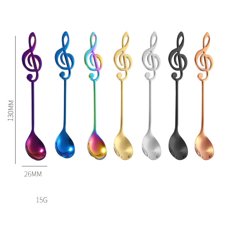 1 Muỗng Cà Phê Hình Nốt Nhạc Bằng Thép Không Gỉ 304 13cm