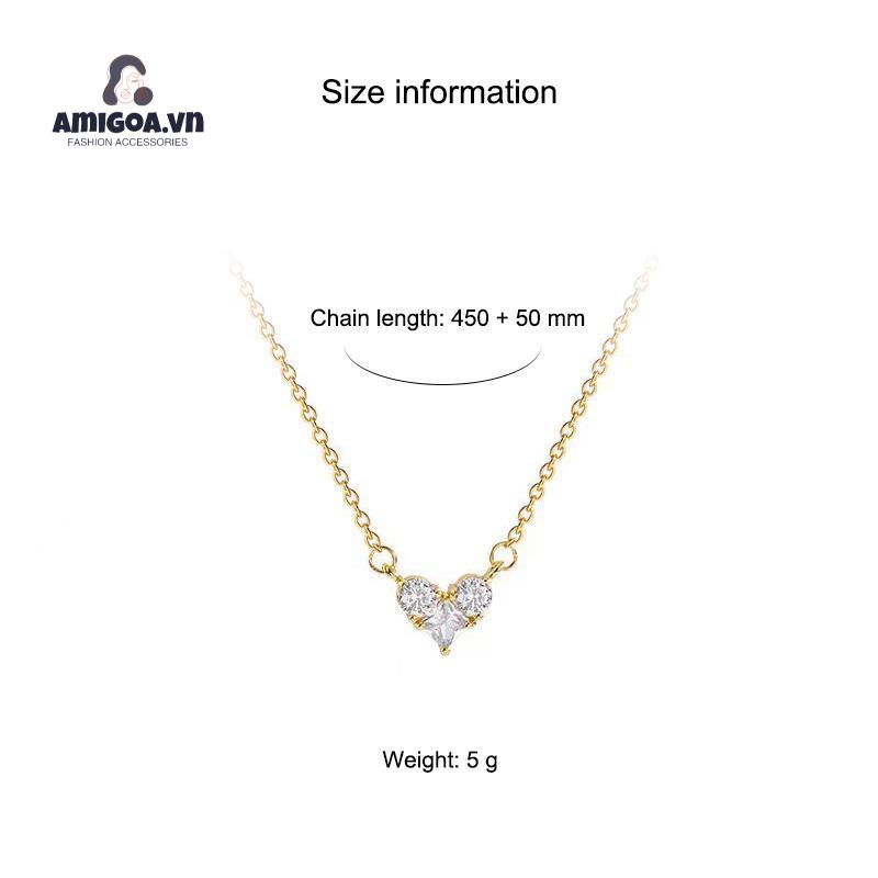 ✨✨ Vòng cổ Thép Titan Đính Đá Zircon Hình Trái Tim Đơn Giản Sang Trọng Cho Nữ