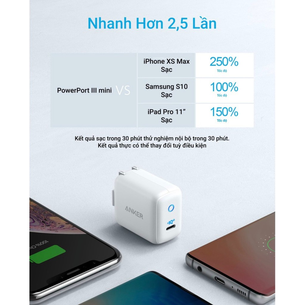 Cáp sạc Nhanh Anker A8832 Type-C to Lightning,Củ Sạc Nhanh A2615 30W,Cho iPhone PD 20W 12 Pro 11 XS X 8 Macbook iPad Pro