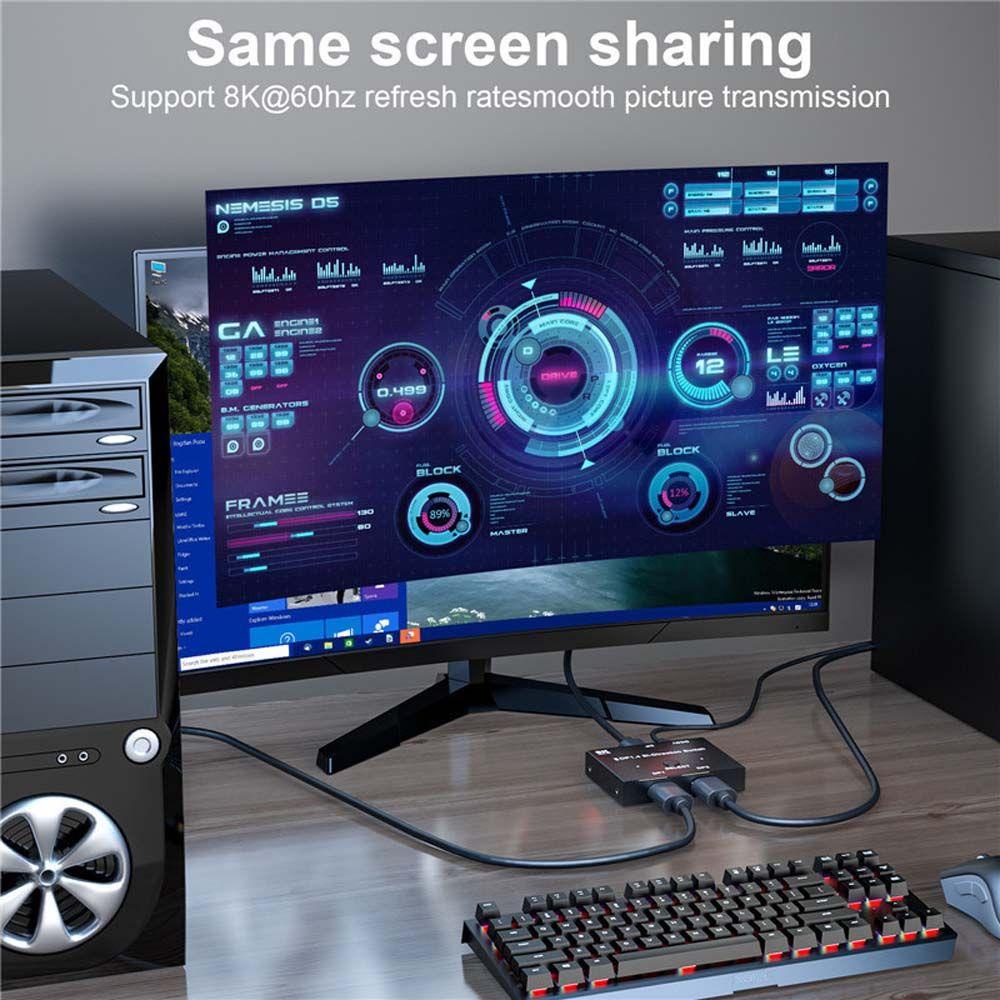 Thiết Bị Chia Cổng Hiển Thị 8K DP 1.4 Với Cáp USB 1 X 2 DP