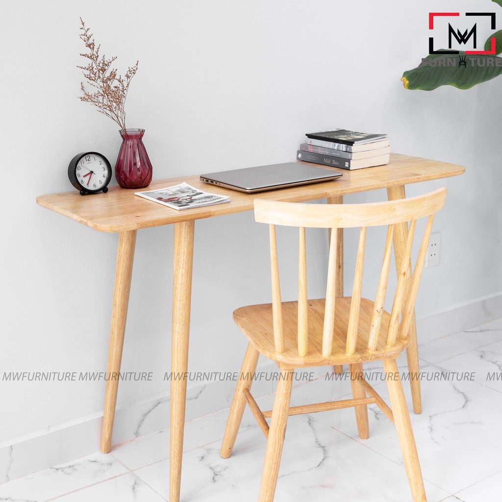 COMBO BÀN GHẾ GỖ CAO SU LÀM VIỆC - LONG TABLE + WINSOR CHAIR SIZE - NỘI THẤT CĂN HỘ