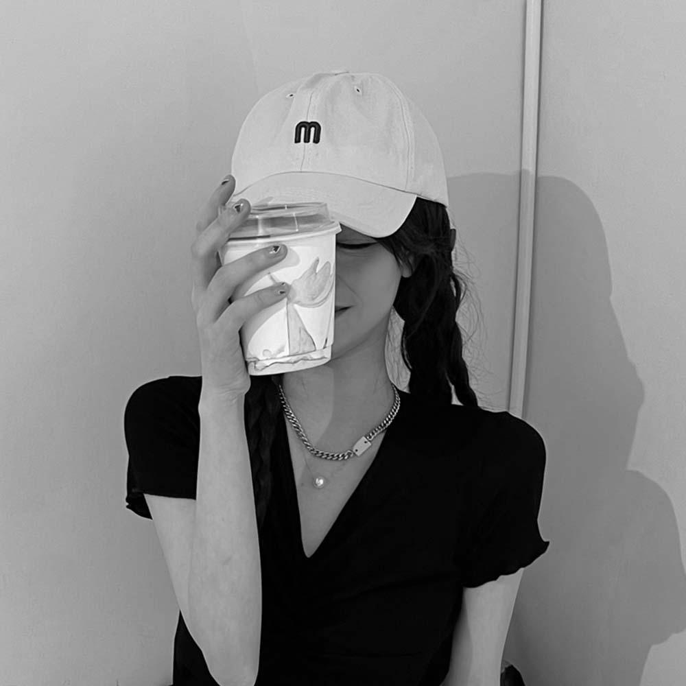 Mũ Lưỡi Trai Thêu Chữ M Phong Cách Hip Hop Hàn Quốc Cá Tính Cho Nam Và Nữ