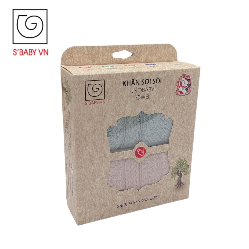 Combo 2 Khăn Mặt Sợi Sồi S'BABY 28x50cm Khả Năng Kháng Khuẩn Cao, An Toàn Với Làn Da - 8936137960387 (Hộp)