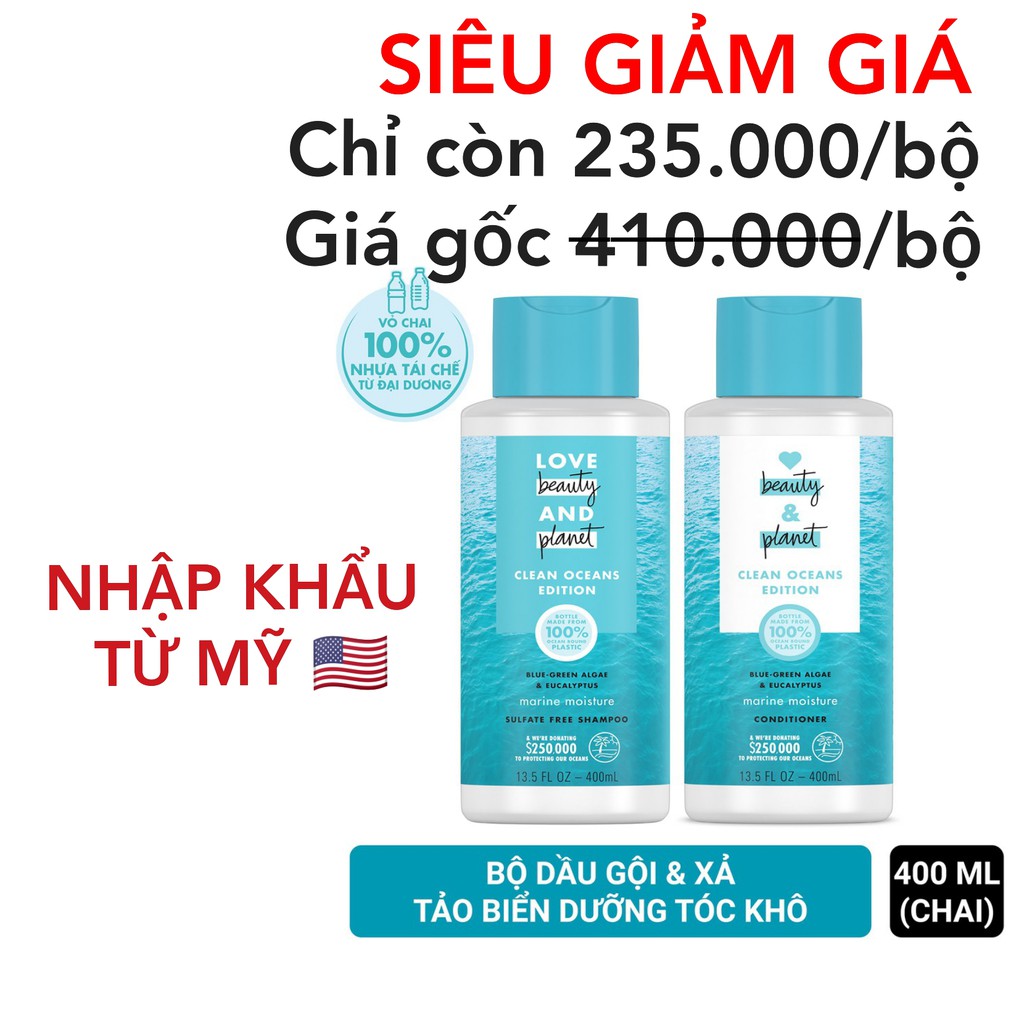 Gội xả tảo biển dưỡng tóc khô Love Beauty and Planet