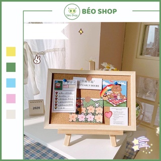 Bảng ghim gỗ bần kèm ghim , decor bàn học , bàn làm việc , ghim ghi chú , tranh ảnh , postcard