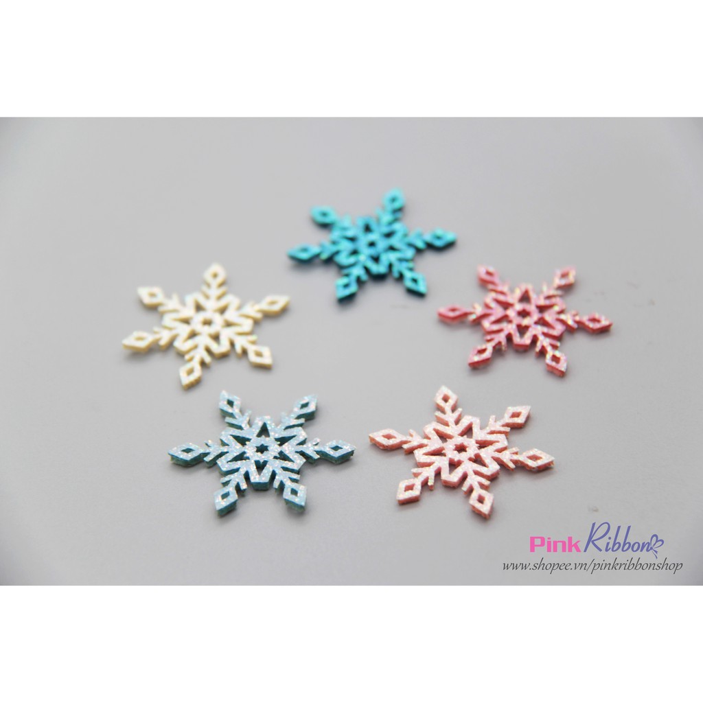 Hoa tuyết nhũ các màu cỡ 3.5cm làm phụ liệu may mặc, thời trang