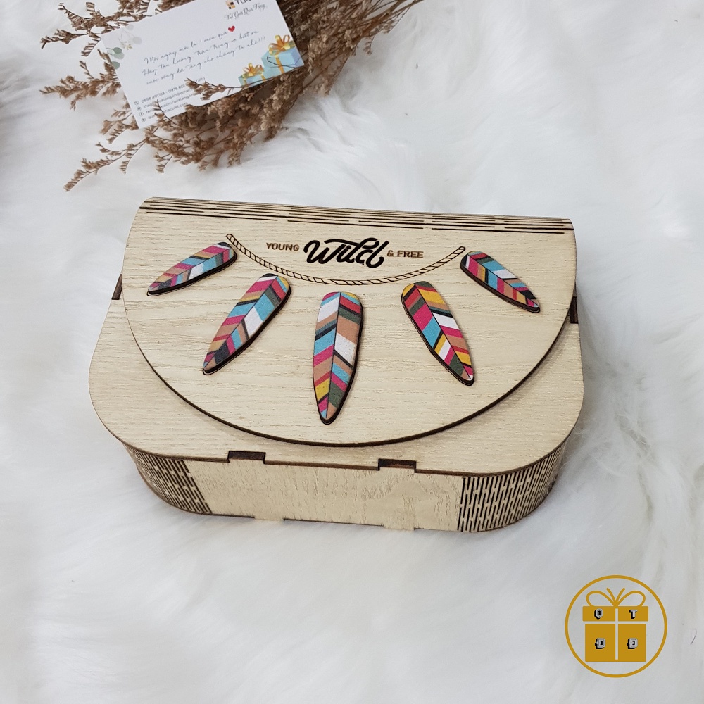 Túi Nữ Gỗ Vintage Khắc Chữ Theo Yêu Cầu - Quà Tặng Sinh Nhật, Quà Tặng Cho Nữ