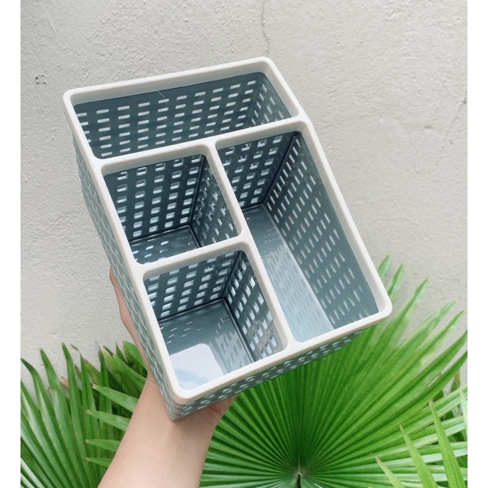 Khay nhựa tiện ích 4 ngăn,để bàn đựng bút, đồ dùng đa năng