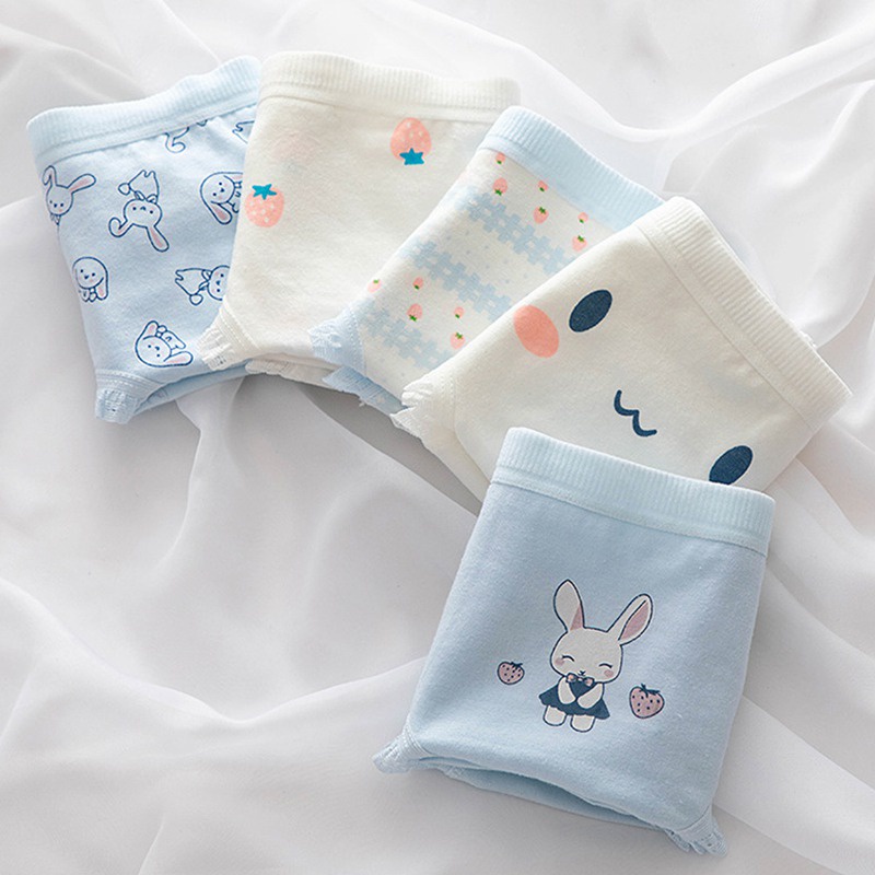 Quần Lót Cotton Lưng Vừa Họa Tiết Dâu Tây / Thỏ Dễ Thương Phong Cách Nhật Bản Cho Nữ