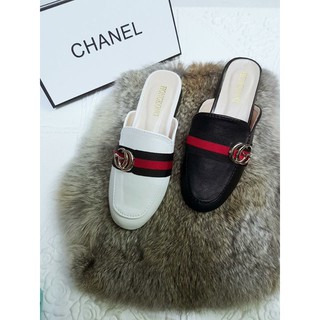 Dép sục da viền kẻ ngang