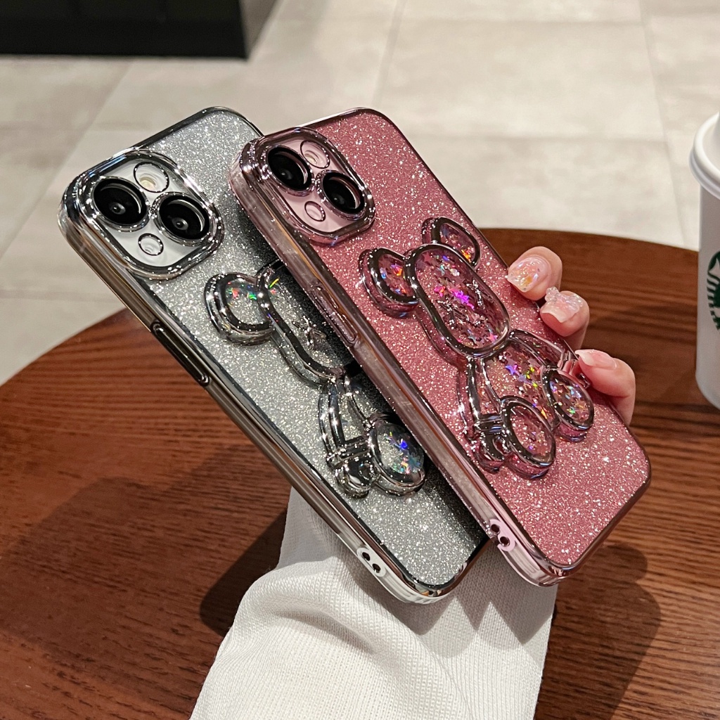 Ốp Điện Thoại iPhone 14 plus 13 12 11 14 Pro max case ốp lưng điện thoại i phone 14 promax Chống Sốc Mạ Điện Hình Gấu Violent 3D Cho ip 14 12 13 11 pro max