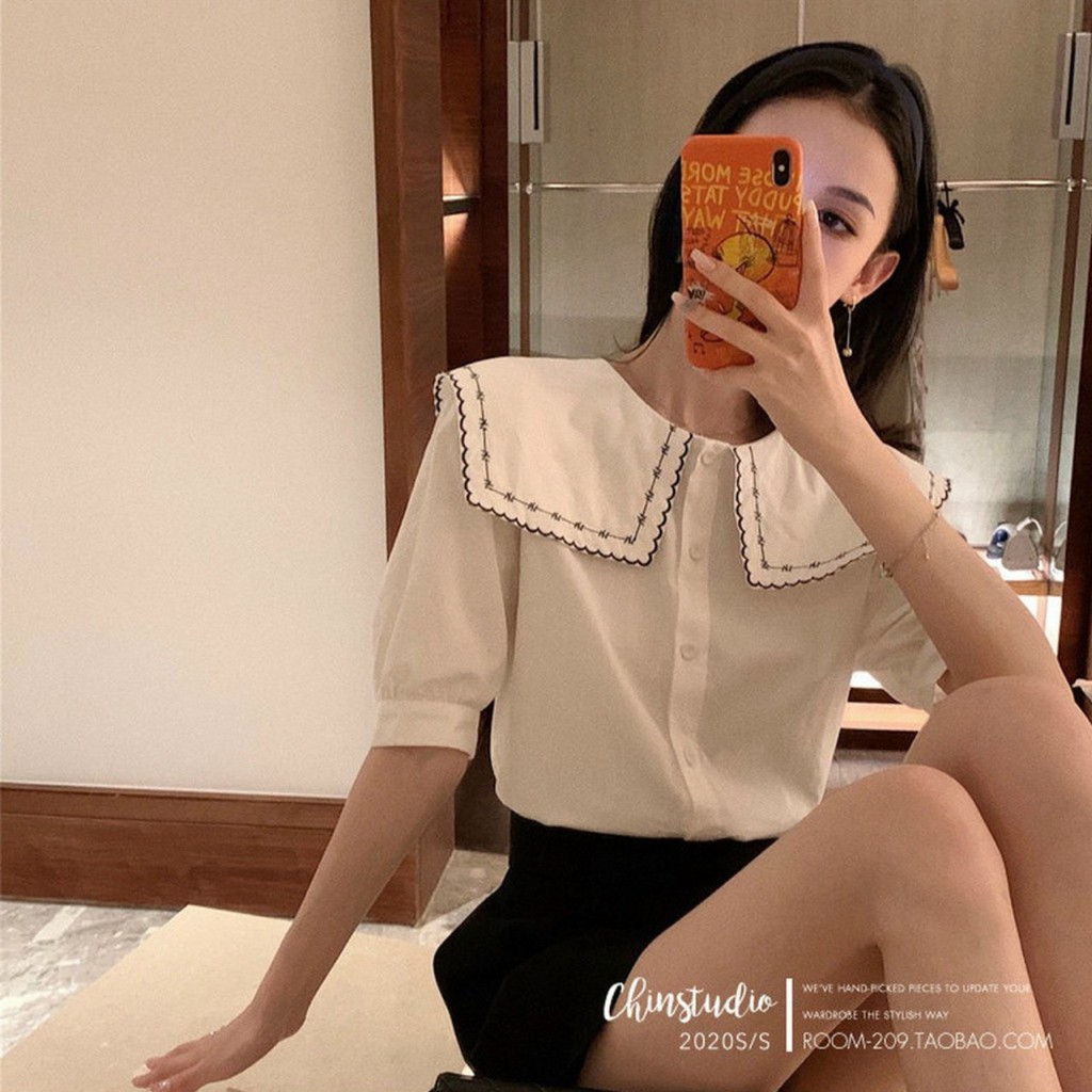 Áo sơ mi nữ cổ bèo kiểu hot