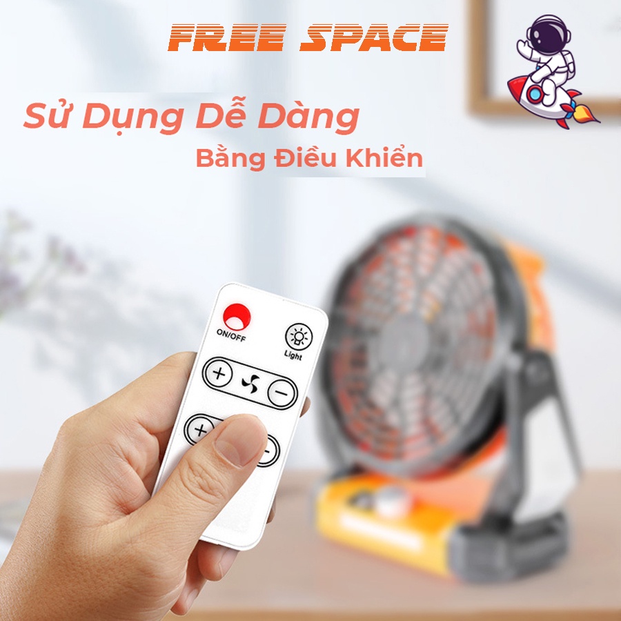 Quạt Tích Điện Có Điều Khiển Dung Lượng PIN 4800mAh Tích Hợp Sạc Dự Phòng