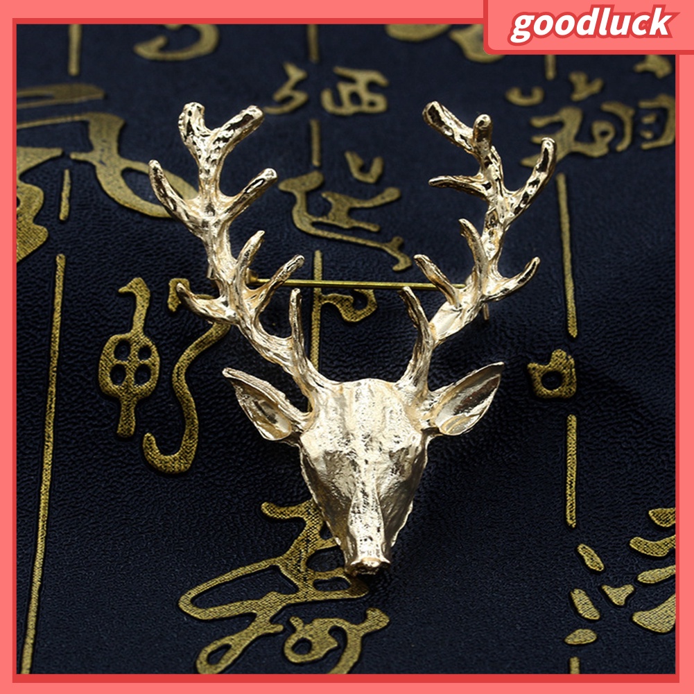 Ghim Cài Áo Hình Đầu Hươu Đính Đá Nhân Tạo Thời Trang Cho Nam Nữ