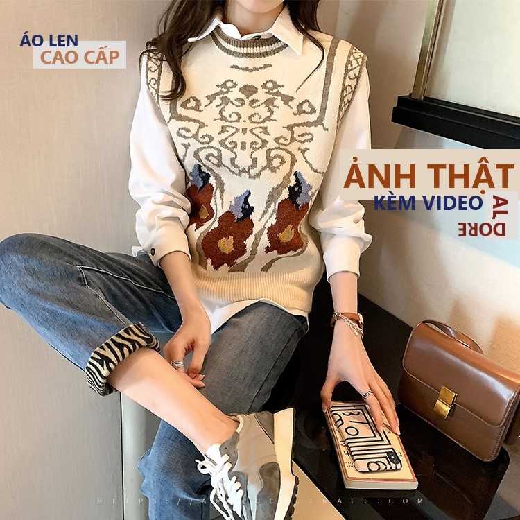 Áo len gile nữ họa tiết cao cấp