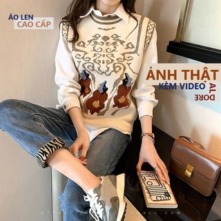 Áo len gile nữ họa tiết cao cấp