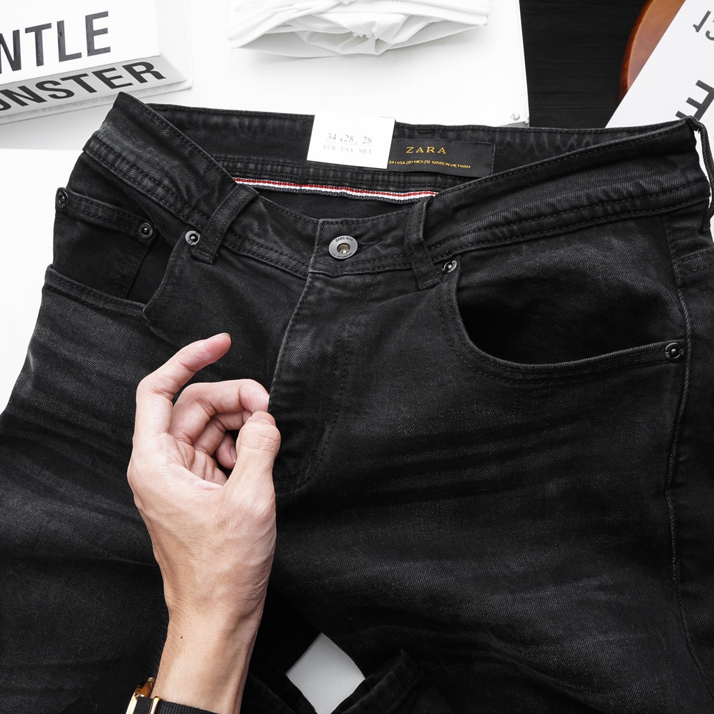 Quần jean dài nam Zara xám đen wash (Form Slimfit,chất vải co dãn,ống quần 15 - 17cm) - JZR 529 | BigBuy360 - bigbuy360.vn