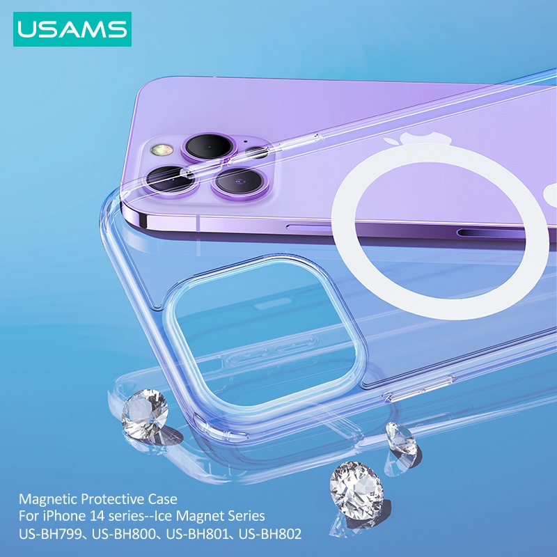 Usams Vỏ Bảo Vệ Hộp Sạc Tai Nghe Không Dây Bằng Acrylic Cứng Trong Suốt Hít Nam Châm Cho i14