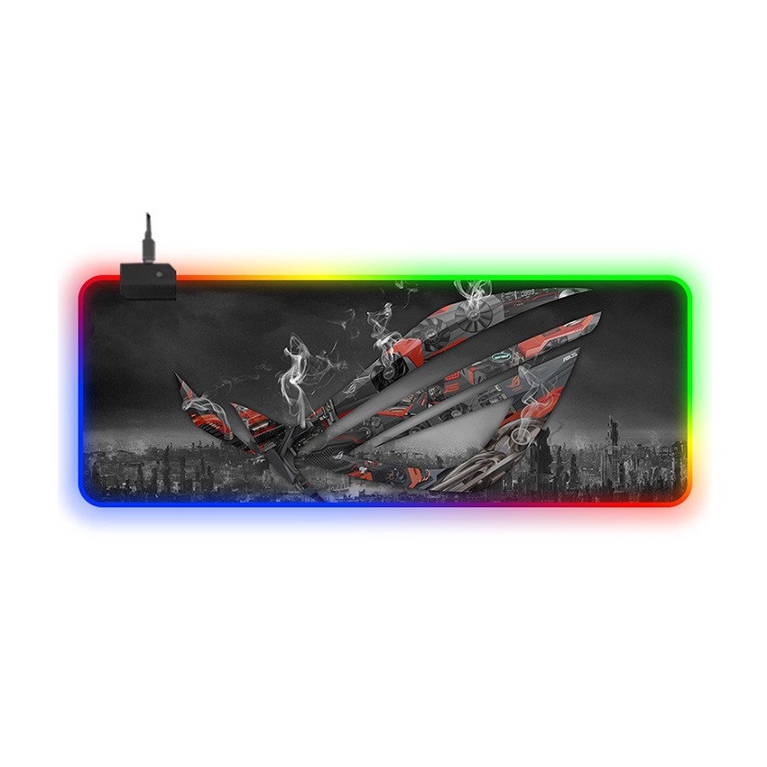 Bàn di chuột Gaming Logo Asus ROG Strix Cool Gray Led viền RGB 400 x 900 mm Cao Cấp Bảo Hành Đổi Mới 100%