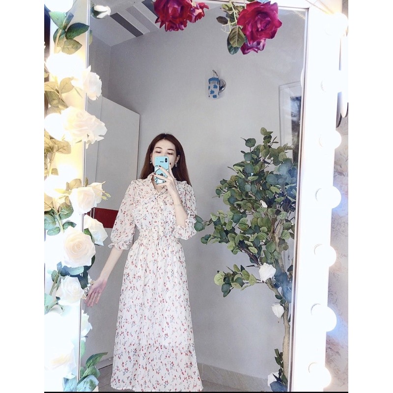 Đầm hoa viền bèo cột nơ siêu xinh - hình thật | BigBuy360 - bigbuy360.vn