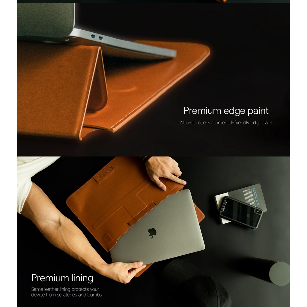 Bao da, Túi đựng da cao cấp dành cho Macbook Air / Macbook Pro 13 / Surface Pro / Surface laptop 13 SWITCHEASY EasyStand