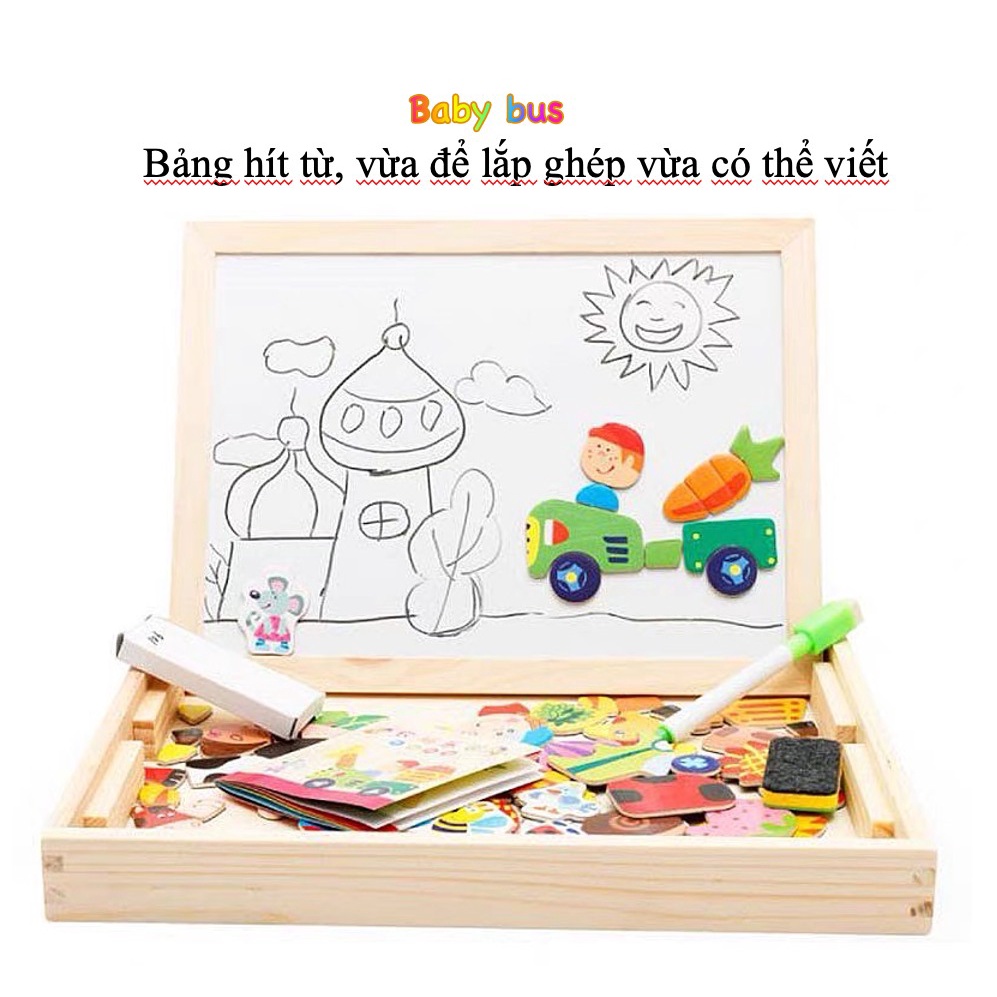 [Mã LIFE20KALL giảm 10% đơn 50K] {ĐỒ CHƠI SÁNG TẠO} Bộ Ghép hình thông minh bảng nam châm hút từ và viết 2 mặt cho bé