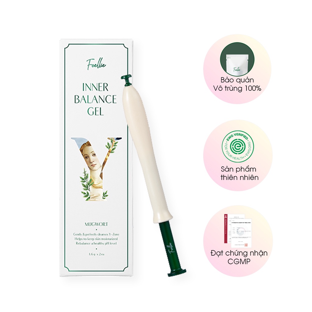 Gel Vệ Sinh Vùng Kín Foellie Inner Balance Làm Hồng Se Khít Vùng Kín Cân Bằng PH Chăm Sóc Vùng Kín 1,6ml