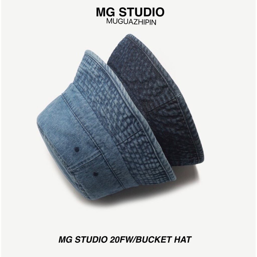 Mũ vành tròn MG STUDIO vải denim phong cách cổ điển