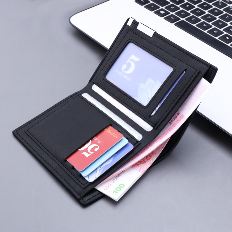 Ví da ngắn cỡ lớn nhiều ngăn đựng thẻ RFID cho nam