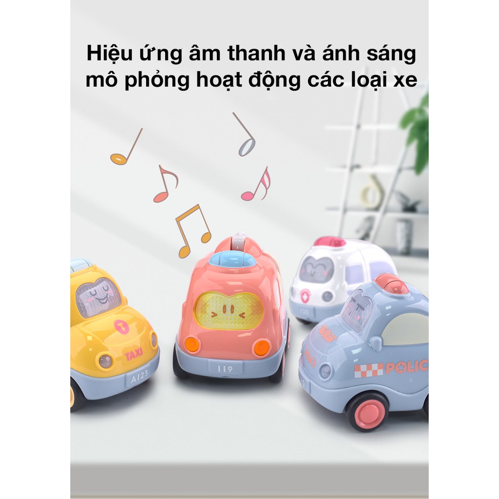 Đồ chơi xe ô tô quán tính KAVY có đèn và nhạc mô tả xe cứu hỏa, cứu thương, cảnh sát, taxi đẹp và dễ thương