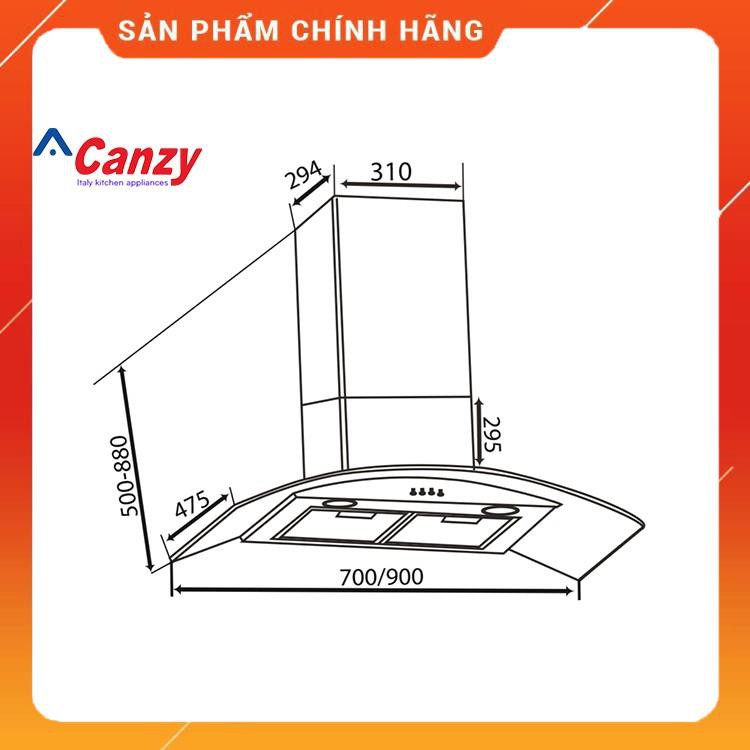 Máy hút mùi bếp kính cong 7 tấc CANZY CZ-70D1 - Hàng chính hãng - Bảo hành 12 tháng