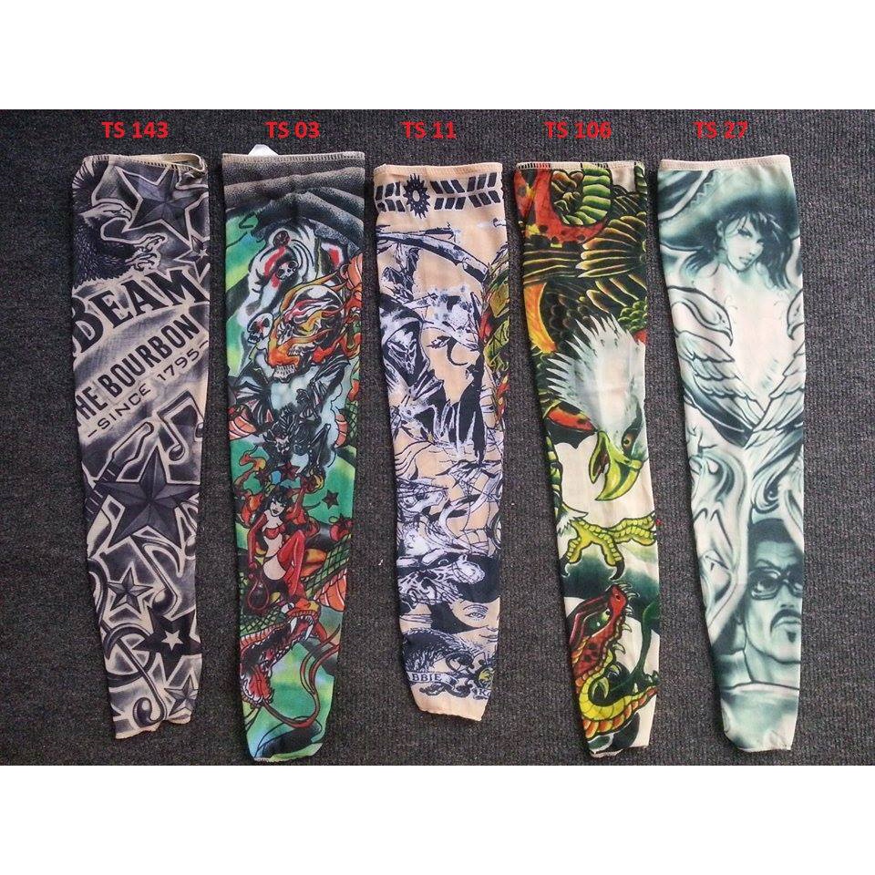 （GIÁ 1 ĐÔI/2 CÁI）Găng ống tay găng tay chống nắng in hình xăm 3D bao tay chống nắng hình xăm