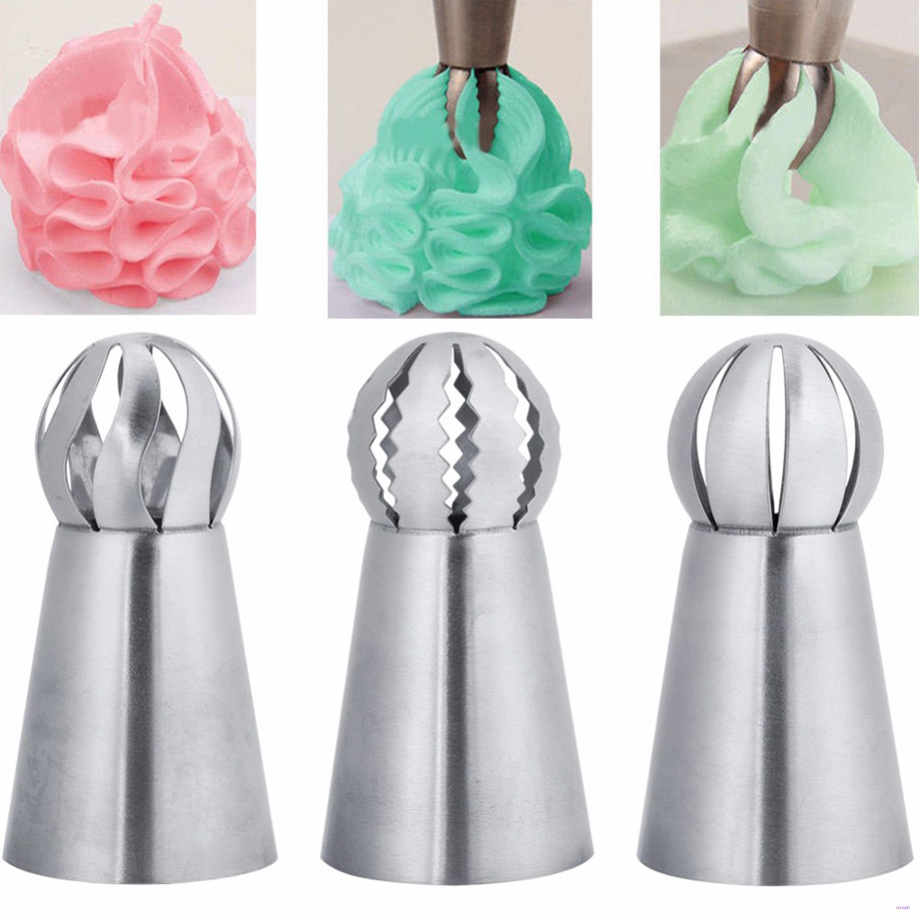 Set 3 đầu bắt kem trang trí bánh bằng thép không gỉ tiện lợi
