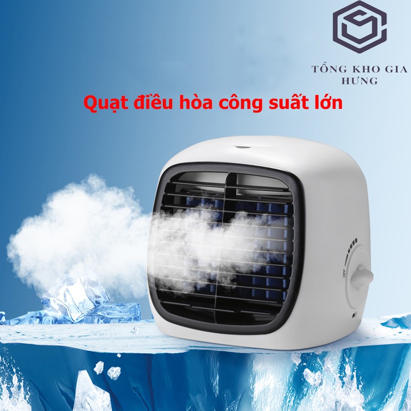 Quạt điều hòa mini hơi nước siêu mát để bàn đựng nước và đá mẫu mới nhất hiện nay QDH03-QT