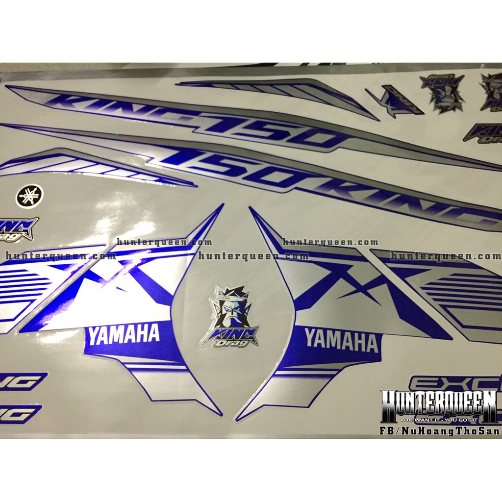 Tem Exciter 150. Tem rời MX King sọc đơn giản, chất liệu CANDY, dán xe xanh GP. Xe màu khác vui lòng inbox