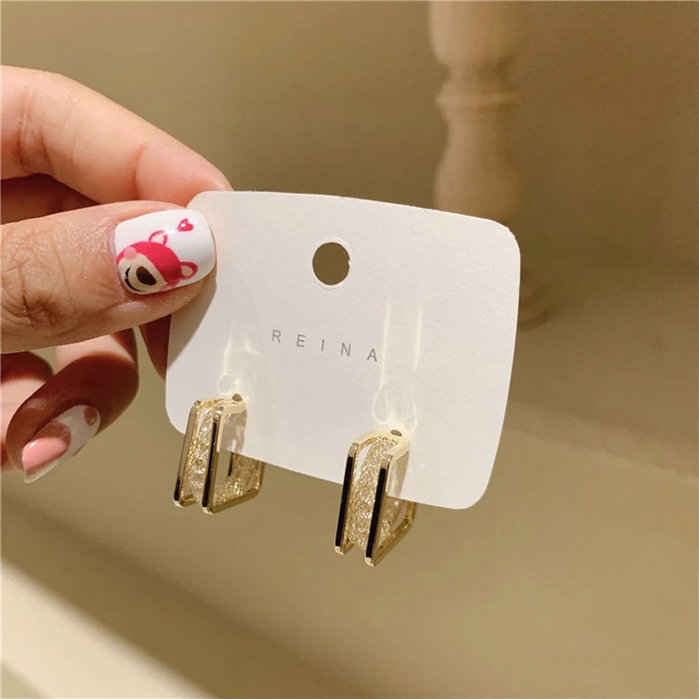 Bông tai hình học màu sắc đẹp mắt mạ S925 phong cách punk thời trang cho nữ