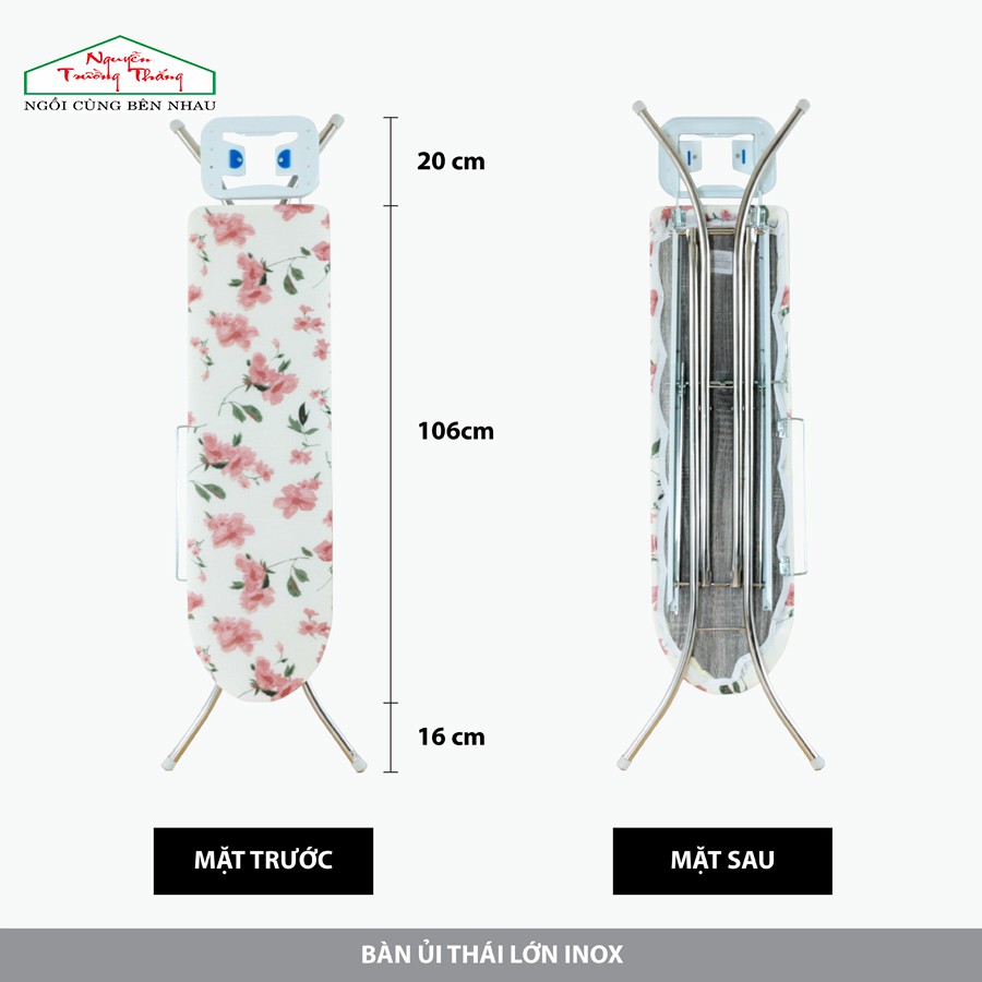 Bàn để ủi dạng đứng kiểu Thái Lớn Inox Nguyễn Trường Thắng - TẶNG  | Thai Lon Inox Ironing board