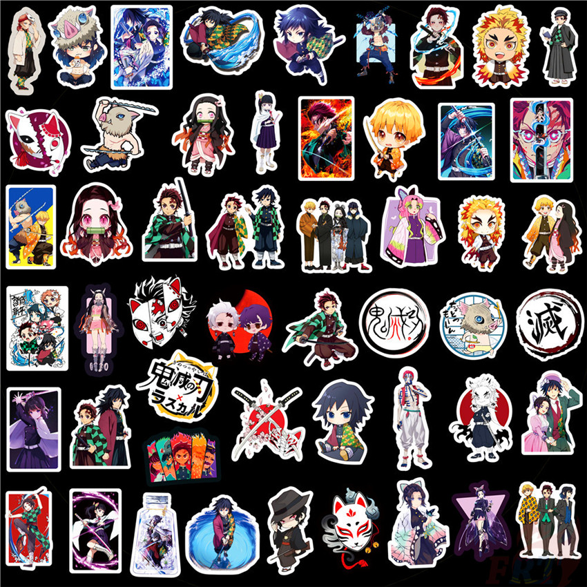 ❉ Demon Slayer: Kimetsu no Yaiba - Series 08 Anime Kamado Tanjirou Nezuko Stickers ❉ 50Pcs/Set Mixed Luggage Laptop Skateboard Doodle Stickers
