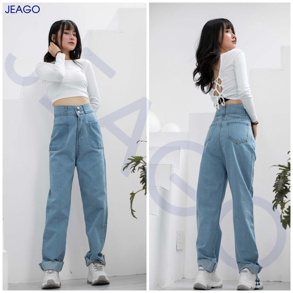Quần baggy ống rộng nữ chất vải dày mịn JEAGO JG_M2033